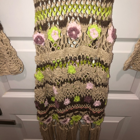 New Free People Bali Crochet Tunic Mini Dress Gown sz M - Picture 7 of 12